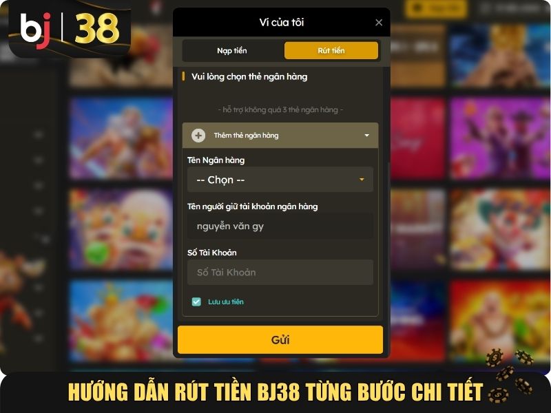 Hướng dẫn rút tiền BJ38 từng bước chi tiết